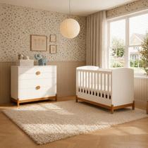 Quarto de Bebê Completo 2 Peças Com Berço Americano e Cômoda 4 Gavetas Coleção Lamê Quarto de Bebê Completo 2 Peças Com Berço Americano e Cômoda 4 Gavetas Coleção Lamê