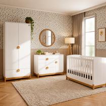 Quarto de Bebê Completo 3 Pçs Com Berço Cômoda Sapateira e Guarda-Roupa 2 Portas Lamê Quarto de Bebê Completo 3 Pçs Com Berço Cômoda Sapateira e Guarda-Roupa 2 Portas Lamê