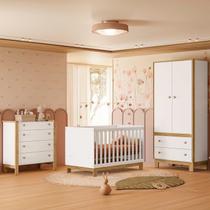 Quarto de Bebê Completo 3 Peças Berço, Cômoda e Guarda-Roupa Doce Encanto Espresso Moveis Branco