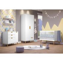 Quarto de Bebê Completo 3 Peças Caring Serpil Baby Branco/Carvalho