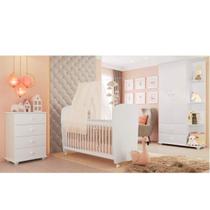 Quarto de Bebe Completo Algodão Doce com Guarda-Roupa 2 Portas, Cômoda e Berço Espresso Móveis