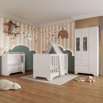 Quarto de Bebê Completo Ariel 100% Mdf 4 Portas 5 Gavetas Branco Brilho - Pnr Móveis Quarto de Bebê Completo Ariel 100% Mdf 4 Portas 5 Gavetas Branco Brilho - Pnr Móveis