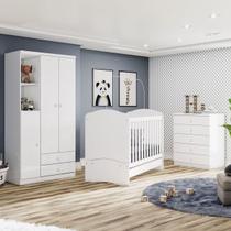 Quarto de Bebê Completo Bala de Menta 3 Portas 7 Gavetas Branco - Henn
