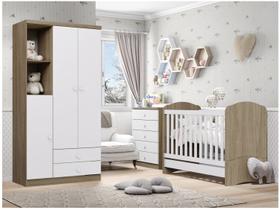 Quarto de Bebê Completo Bala de Menta 3 Portas 7 Gavetas Rústico/Branco - Henn