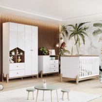 Quarto de Bebê Completo Berço 2 em 1 Guarda Roupa 4 portas e Cômoda Ternura Henn