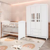 Quarto de Bebe Completo Berço 3 em 1 Eloá e Roupeiro Ariel Branco Quarto de Bebe Completo Berço 3 em 1 Eloá e Roupeiro Ariel Branco