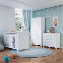 Quarto de Bebê Completo Berço 3 em 1, Guarda-Roupa 3 Portas e Cômoda 100% MDF Nina Espresso Móveis Branco/Brilho Quarto de Bebê Completo Berço 3 em 1, Guarda-Roupa 3 Portas e Cômoda 100% MDF Nina Espresso Móveis Branco/Brilho