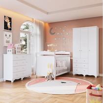 Quarto de Bebê Completo Berço 3 em 1, Guarda-Roupa 3 Portas e Cômoda 100% MDF Nina Espresso Móveis Branco/Brilho Quarto de Bebê Completo Berço 3 em 1, Guarda-Roupa 3 Portas e Cômoda 100% MDF Nina Espresso Móveis Branco/Brilho