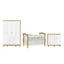 Quarto de Bebê Completo Berço 3 em 1, Guarda-roupa 4 Portas e Cômoda 100% MDF Nina Espresso Móveis