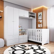 Quarto de Bebê Completo Berço 3x1 com Cômoda e Guarda-Roupa