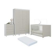 Quarto De Bebê Completo Berço Americano 3 Em 1 Colchão Allegra Multimóveis MP4602 Branco-off White Quarto De Bebê Completo Berço Americano 3 Em 1 Colchão Allegra Multimóveis MP4602 Branco-off White