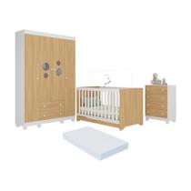 Quarto De Bebê Completo Berço Americano 3 Em 1 Colchão Bombom Multimóveis MP4634 Branco-madeirado Quarto De Bebê Completo Berço Americano 3 Em 1 Colchão Bombom Multimóveis MP4634 Branco-madeirado