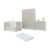 Quarto De Bebê Completo Berço Americano 3 Em 1 Colchão Dengo Multimóveis MP4600 Branco-off White Quarto De Bebê Completo Berço Americano 3 Em 1 Colchão Dengo Multimóveis MP4600 Branco-off White