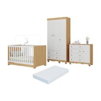 Quarto De Bebê Completo Berço Americano 3 Em 1 Colchão Dengo Multimóveis MP4608 Madeirado-branco Quarto De Bebê Completo Berço Americano 3 Em 1 Colchão Dengo Multimóveis MP4608 Madeirado-branco
