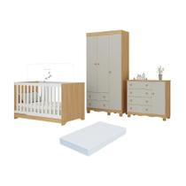 Quarto De Bebê Completo Berço Americano 3 Em 1 Colchão Dengo Multimóveis MP4608 Madeirado-off White Quarto De Bebê Completo Berço Americano 3 Em 1 Colchão Dengo Multimóveis MP4608 Madeirado-off White