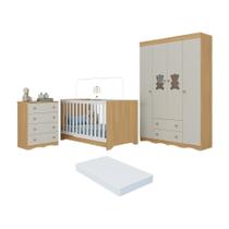 Quarto De Bebê Completo Berço Americano 3 Em 1 Colchão Doçura Multimóveis MP4666 Madeirado-off White Quarto De Bebê Completo Berço Americano 3 Em 1 Colchão Doçura Multimóveis MP4666 Madeirado-off White