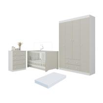 Quarto De Bebê Completo Berço Americano 3 Em 1 Colchão Encanto Multimóveis MP4601 Branco-off White Quarto De Bebê Completo Berço Americano 3 Em 1 Colchão Encanto Multimóveis MP4601 Branco-off White