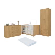 Quarto De Bebê Completo Berço Americano 3 Em 1 Colchão Encanto Multimóveis MP4609 Madeirado Quarto De Bebê Completo Berço Americano 3 Em 1 Colchão Encanto Multimóveis MP4609 Madeirado