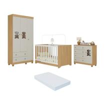 Quarto De Bebê Completo Berço Americano 3 Em 1 Colchão Fofura Multimóveis MP4669 Madeirado-off White Quarto De Bebê Completo Berço Americano 3 Em 1 Colchão Fofura Multimóveis MP4669 Madeirado-off White