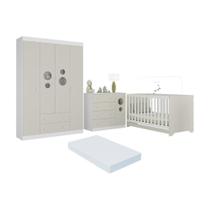 Quarto De Bebê Completo Berço Americano 3 Em 1 Colchão Pirulito Multimóveis MP4629 Branco-off White Quarto De Bebê Completo Berço Americano 3 Em 1 Colchão Pirulito Multimóveis MP4629 Branco-off White