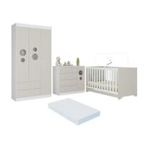 Quarto De Bebê Completo Berço Americano 3 Em 1 Colchão Pirulito Multimóveis MP4637 Branco-off White Quarto De Bebê Completo Berço Americano 3 Em 1 Colchão Pirulito Multimóveis MP4637 Branco-off White