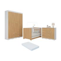 Quarto De Bebê Completo Berço Americano 3 Em 1 Colchão Realeza Multimóveis MP4599 Branco-madeirado Quarto De Bebê Completo Berço Americano 3 Em 1 Colchão Realeza Multimóveis MP4599 Branco-madeirado