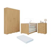 Quarto De Bebê Completo Berço Americano 3 Em 1 Colchão Realeza Multimóveis MP4603 Madeirado