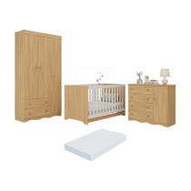 Quarto De Bebê Completo Berço Americano 3 Em 1 Colchão Realeza Multimóveis MP4607 Madeirado