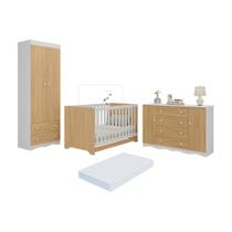 Quarto De Bebê Completo Berço Americano 3 Em 1 Colchão Realeza Multimóveis MP4611 Branco-madeirado Quarto De Bebê Completo Berço Americano 3 Em 1 Colchão Realeza Multimóveis MP4611 Branco-madeirado