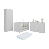 Quarto De Bebê Completo Berço Americano 3 Em 1 Colchão Realeza Multimóveis MP4611 Branco Quarto De Bebê Completo Berço Americano 3 Em 1 Colchão Realeza Multimóveis MP4611 Branco