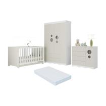 Quarto De Bebê Completo Berço Americano 3 Em 1 Colchão Sonho Multimóveis MP4631 Branco-off White Quarto De Bebê Completo Berço Americano 3 Em 1 Colchão Sonho Multimóveis MP4631 Branco-off White