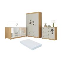 Quarto De Bebê Completo Berço Americano 3 Em 1 Colchão Sonho Multimóveis MP4631 Madeirado-off White Quarto De Bebê Completo Berço Americano 3 Em 1 Colchão Sonho Multimóveis MP4631 Madeirado-off White