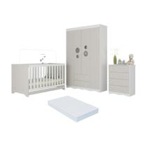 Quarto De Bebê Completo Berço Americano 3 Em 1 Colchão Sonho Multimóveis MP4635 Branco-off White Quarto De Bebê Completo Berço Americano 3 Em 1 Colchão Sonho Multimóveis MP4635 Branco-off White
