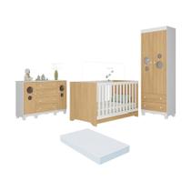 Quarto De Bebê Completo Berço Americano 3 Em 1 Colchão Suspiro Multimóveis MP4676 Branco-madeirado Quarto De Bebê Completo Berço Americano 3 Em 1 Colchão Suspiro Multimóveis MP4676 Branco-madeirado