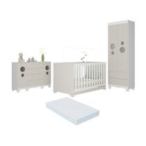 Quarto De Bebê Completo Berço Americano 3 Em 1 Colchão Suspiro Multimóveis MP4676 Branco-off White Quarto De Bebê Completo Berço Americano 3 Em 1 Colchão Suspiro Multimóveis MP4676 Branco-off White