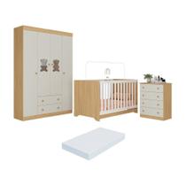 Quarto De Bebê Completo Berço Americano 3 Em 1 Colchão Teddy Multimóveis MP4664 Madeirado-off White Quarto De Bebê Completo Berço Americano 3 Em 1 Colchão Teddy Multimóveis MP4664 Madeirado-off White