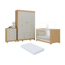 Quarto De Bebê Completo Berço Americano 3x1 Colchão Allegra Multimóveis MP4602 Madeirado-off White Quarto De Bebê Completo Berço Americano 3x1 Colchão Allegra Multimóveis MP4602 Madeirado-off White