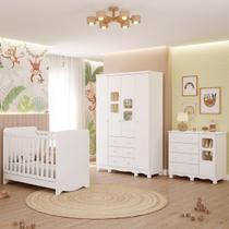 Quarto de Bebê Completo Berço Americano Ben 3 Em 1 Guarda Roupa 4 Portas 3 Gavetas e Cômoda Uli 4 Gavetas 1 Porta MDF