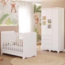 Quarto de Bebê Completo Berço Americano Ben 3 Em 1 Mini cama Mini sofá Guarda Roupa Uli 3 Portas 3 Gavetas MDF