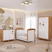 Quarto de Bebê Completo Berço Americano Guarda Roupas 3 Portas Cômoda 4 Gavetas MDF Faura