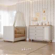 Quarto de Bebê Completo Berço Americano Liso Cômoda 4 Gavetas 1 Porta 100% MDF Vienelle Quarto de Bebê Completo Berço Americano Liso Cômoda 4 Gavetas 1 Porta 100% MDF Vienelle