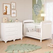 Quarto de Bebê Completo Berço Americano Marquesa 3 em 1 Cômoda 1 Porta 4 Gavetas Junior MDF Faura Quarto de Bebê Completo Berço Americano Marquesa 3 em 1 Cômoda 1 Porta 4 Gavetas Junior MDF Faura