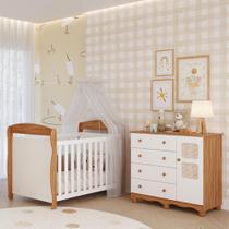 Quarto de Bebê Completo Berço Americano Marquesa 3 em 1 Cômoda 1 Porta 4 Gavetas Telinha 100% MDF Quarto de Bebê Completo Berço Americano Marquesa 3 em 1 Cômoda 1 Porta 4 Gavetas Telinha 100% MDF