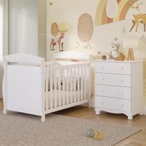 Quarto de Bebê Completo Berço Americano Marquesa 3 Em 1 Cômoda Gaveteiro Júnior Simples 4 Gavetas 100% MDF