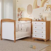 Quarto de Bebê Completo Berço Americano Marquesa 3 Em 1 Cômoda Gaveteiro Júnior Simples 4 Gavetas 100% MDF