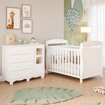 Quarto de Bebê Completo Berço Americano Marquesa 3 Em 1 Cômoda Uli 4 Gavetas 1 Porta MDF