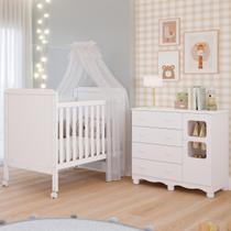 Quarto de Bebê Completo Berço Americano Mini Cama Cloe 2 Em 1 Cômoda Uli 4 Gavetas 1 Porta MDF
