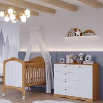 Quarto de Bebê Completo Berço Americano Provençal 2 em 1 Cômoda 4 Gavetas 1 Porta Provençal 100% MDF