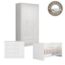 Quarto de Bebê Completo Berço Colchão Light Guarda Roupa Cômoda Doce Sonho Branco Qmovi Ortobom Quarto de Bebê Completo Berço Colchão Light Guarda Roupa Cômoda Doce Sonho Branco Qmovi Ortobom