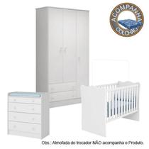 Quarto de Bebê Completo Berço Colchão Physical Guarda Roupa Cômoda Doce Sonho Branco Qmovi Ortobom Quarto de Bebê Completo Berço Colchão Physical Guarda Roupa Cômoda Doce Sonho Branco Qmovi Ortobom